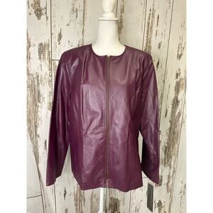 NWT Terry Lewis Deep Purple Leather Zip Up Jacket